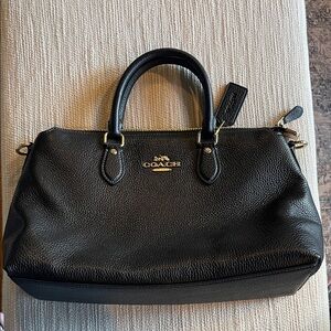 Coach Pebbled Black Leather Satchel